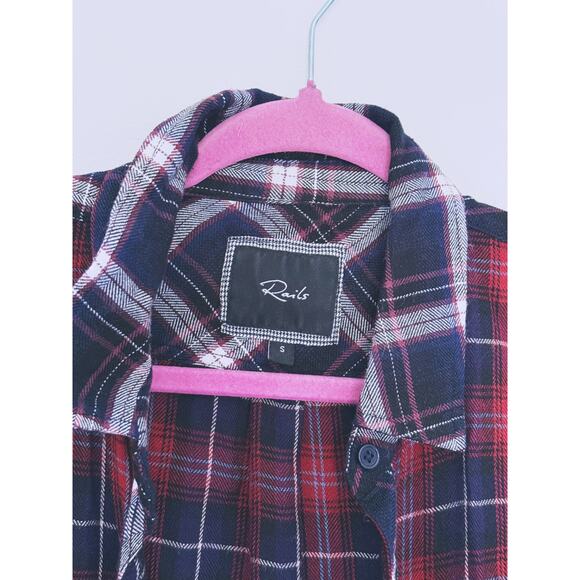 Rails Womens Cabincore Plaid Button Up Flannel Shirt Small Red Navy Western Cozy - Picture 4 of 6
